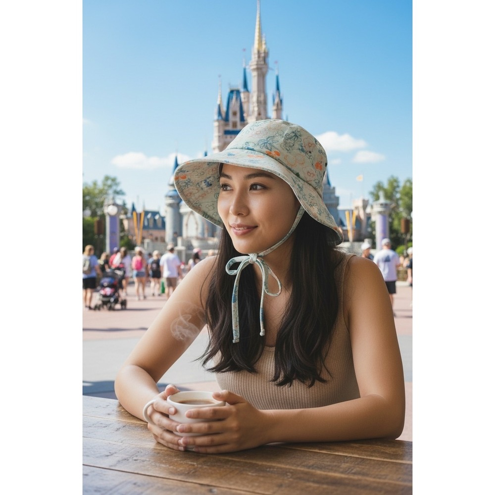 NWT Official Disney Parks Minnie Mouse Sun Hat Adults SZ 57 cm Pastel Floral